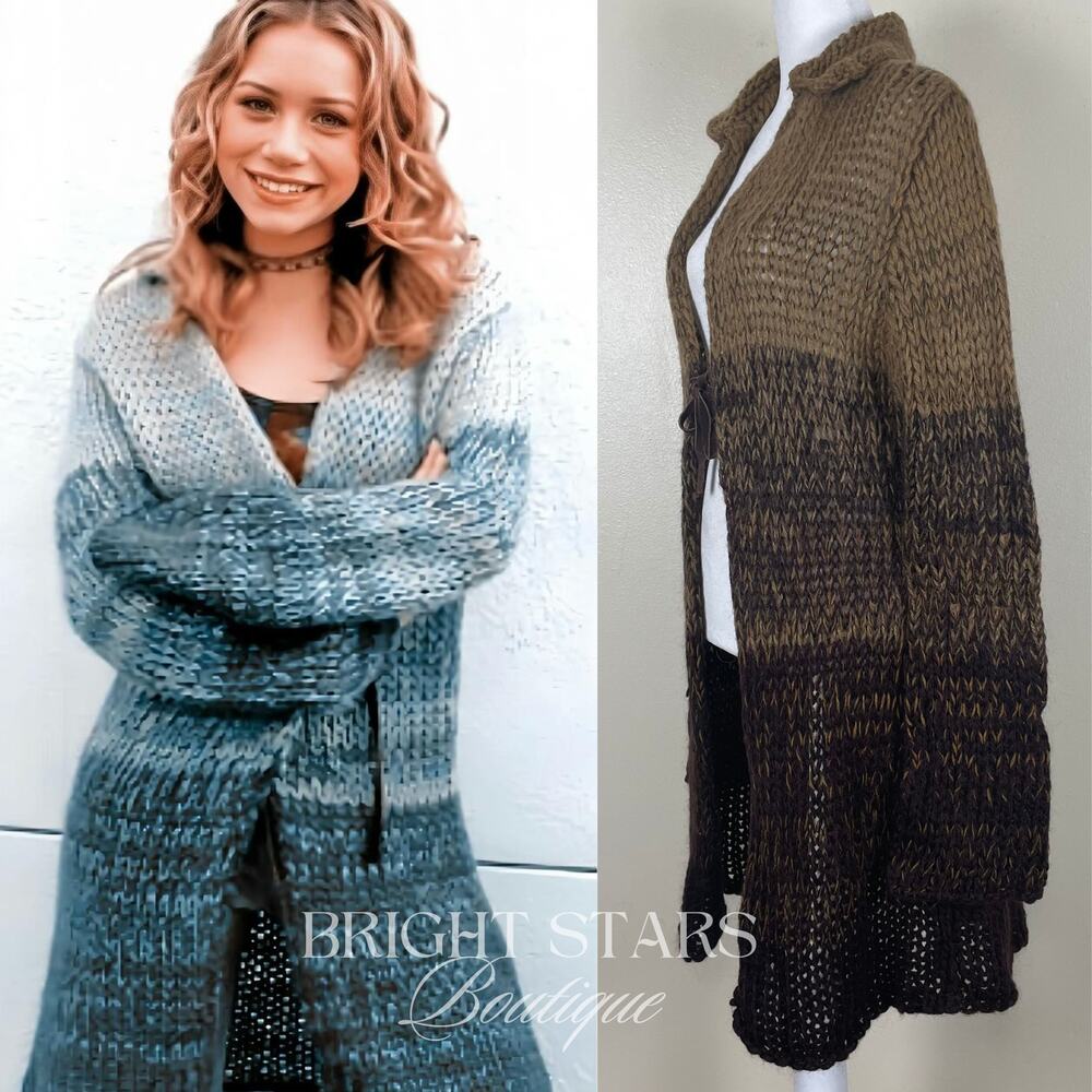 Rare Vintage Knit Ombre Knit Duster Cardigan ASO Mary-Kate Olsen ALT Willow - Picture 4 of 12